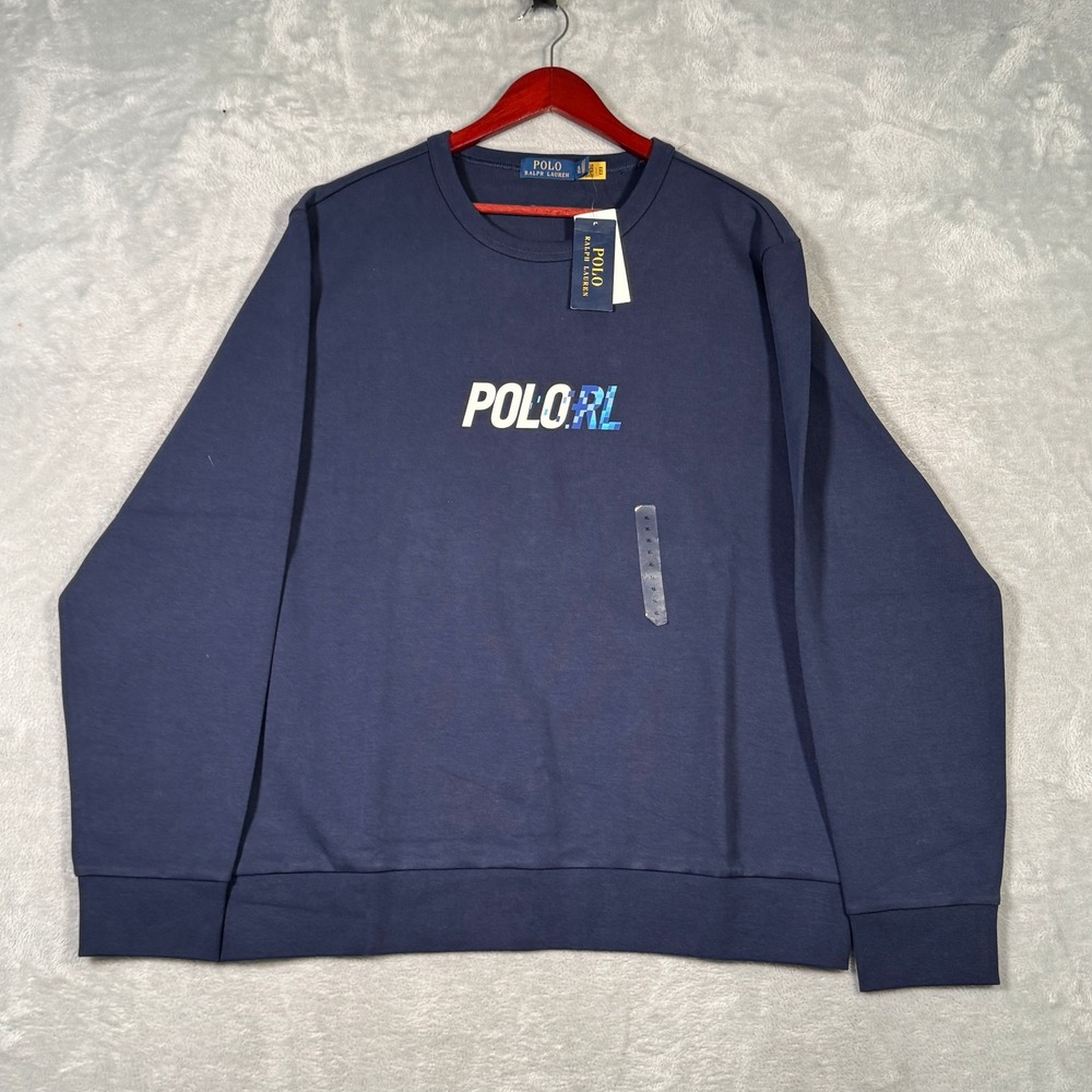 Ralph Lauren Sweatshirt Mens XL‎ Blue Spell Out Sweater Pullover Crewneck